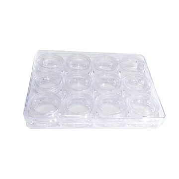 Borcan pătrat din plastic 12x3ml/tálca #004 transparent