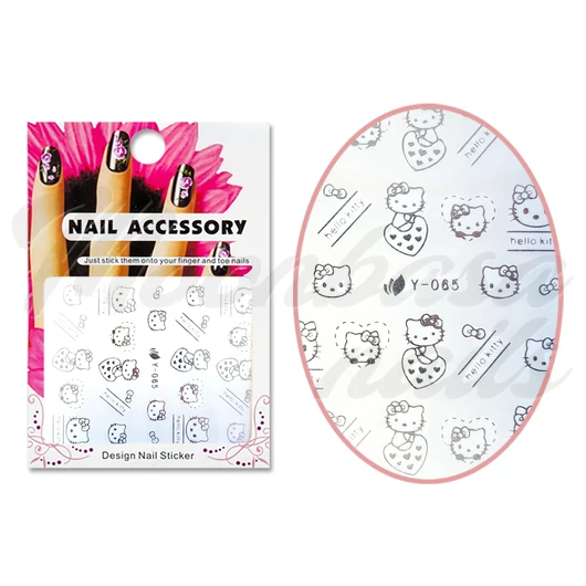 Abtibild efect acril  Y-065S Silver Hello Kitty